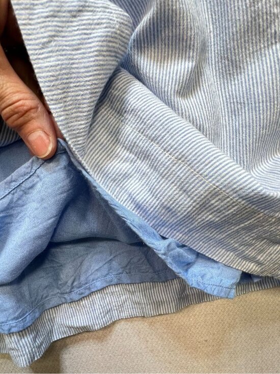 Maeve Womens Chrissy Embroidered Tunic Dress 2P Blue  Floral Yoke Striped Boho - Picture 8 of 12